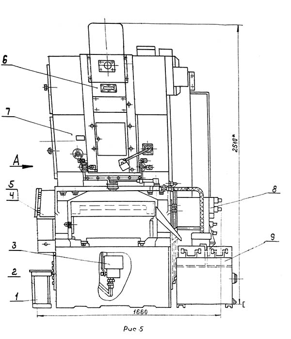 5А140п Розташування основних вузлів зубодолбежного верстата